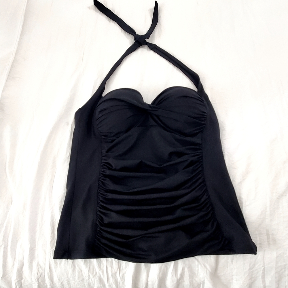 LA Blanca Womens Black Swimsuit Tankini Top Size 8